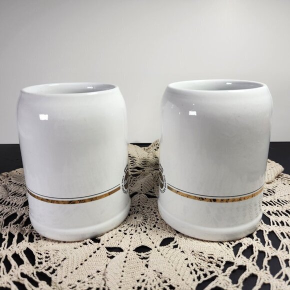 Warsteiner German Beer Stein Mug 0.5L White Ceramic Lot of 2 Vintage - Picture 11 of 12